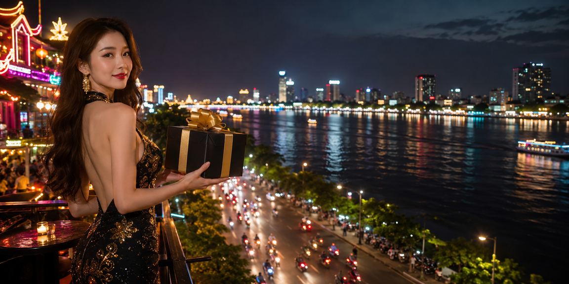 Không gian Mekong về đêm minh họa trải nghiệm casino và cá cược